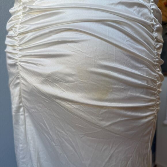 Lulus Torri White Satin Off-the-Shoulder Maxi Dress Size Medium - Picture 13 of 13